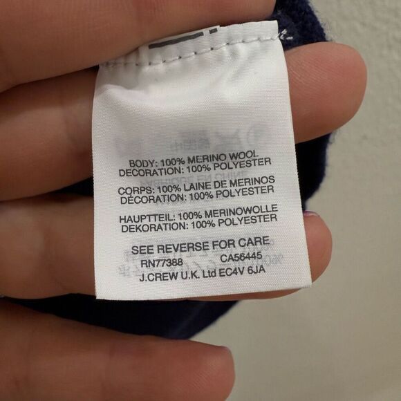 J. Crew Women's Small Navy Blue 100% Merino Wool Tippi Sweater Embroidered Stars - Picture 8 of 10